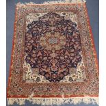 An Isphahan blue ground part silk rug, 142 x 105cmCONDITION: Would benefit from a thorough clean