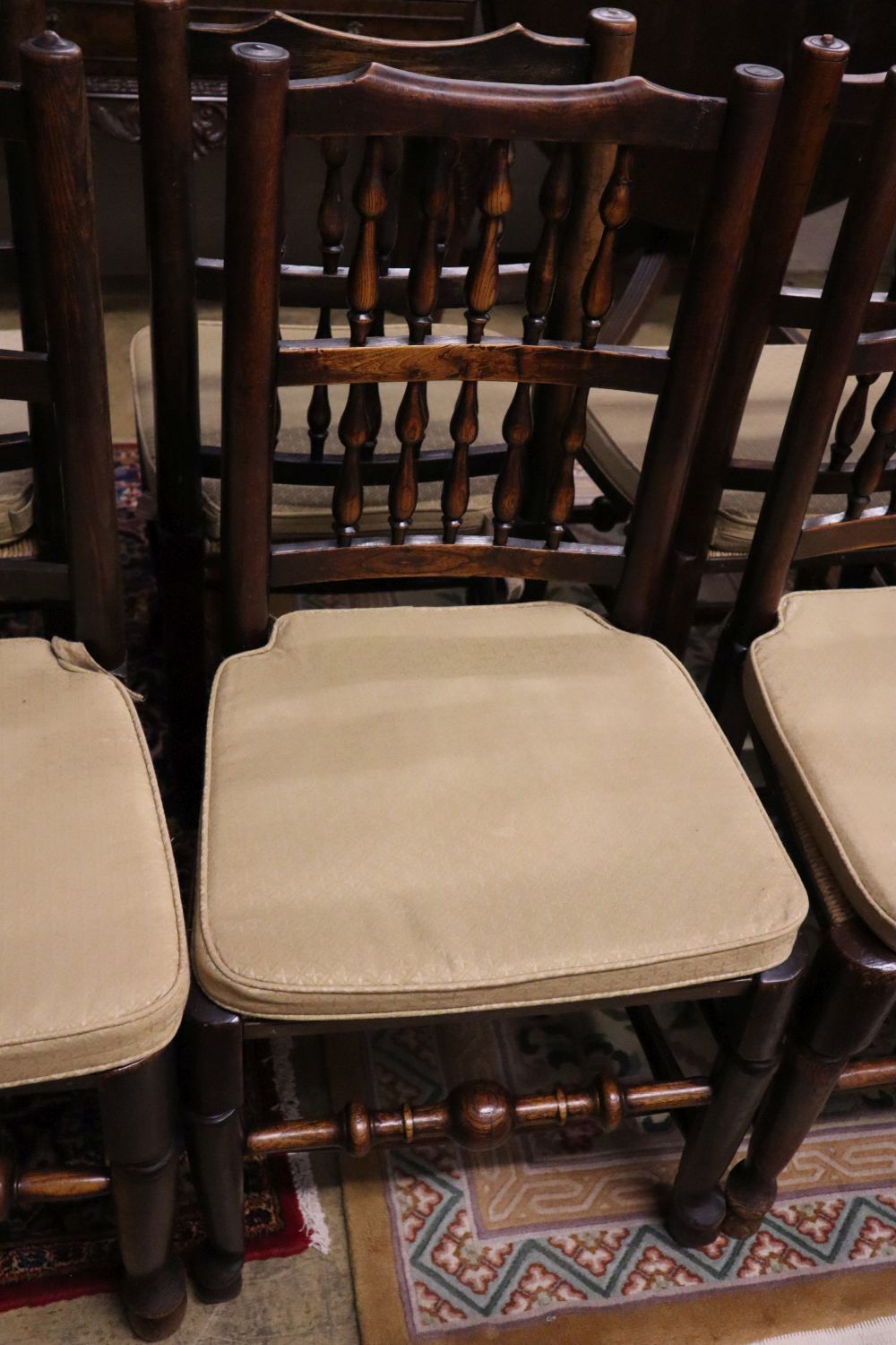 A set of eight 19th century ash rush-seat chairs - Image 2 of 4