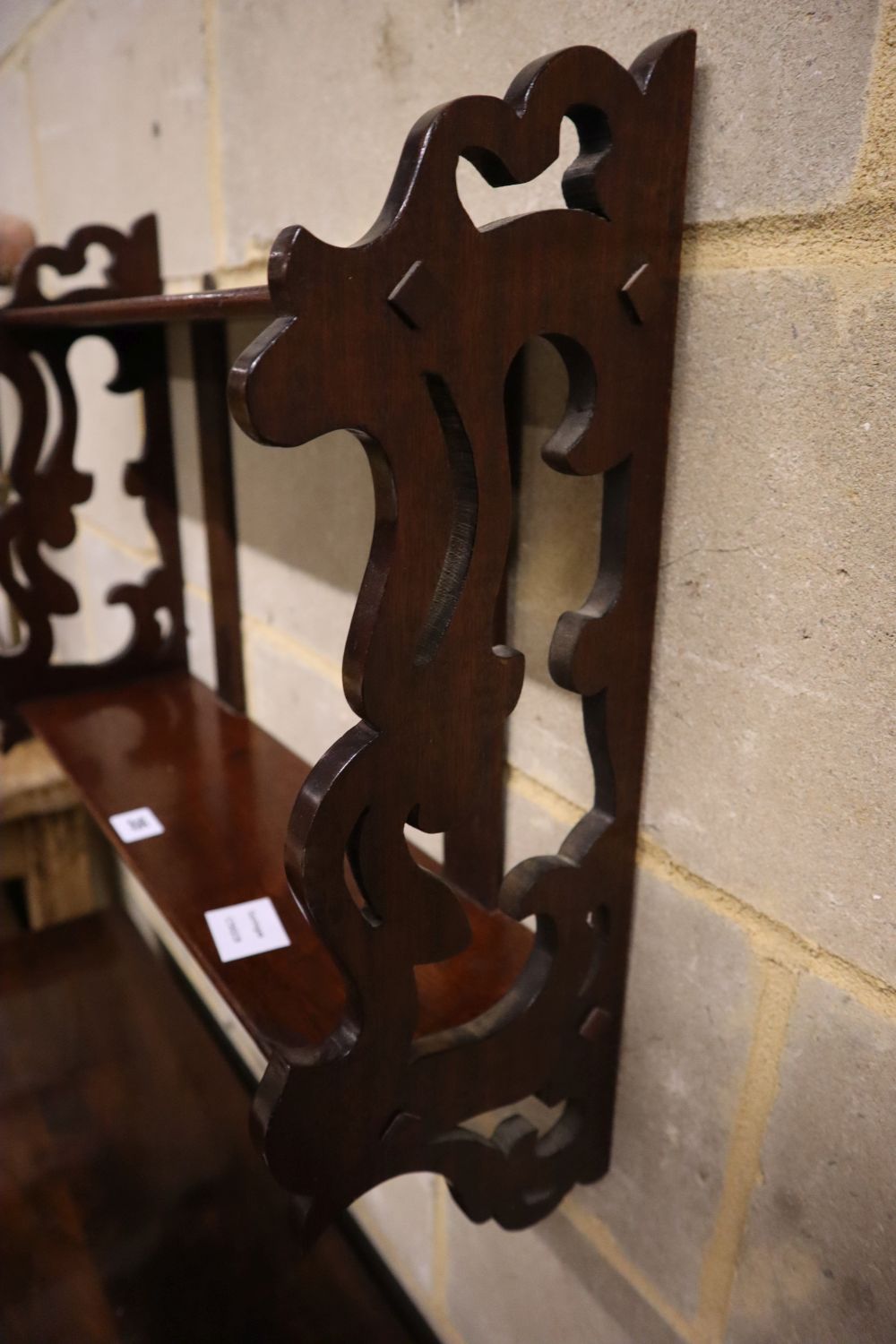 A Victorian mahogany two tier wall bracket, width 52cm depth 17cm height 46cm - Image 2 of 3