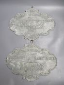 Two late 19th century French Ministere de l'Agriculture plaques, length 35cm