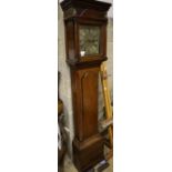 A George III oak eight day longcase clock, brass and silvered dial marked Mercer Hythe, height