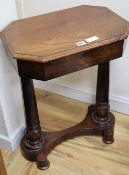 A Victorian and later mahogany work table, width 52cm, depth 36cm, height 70cm