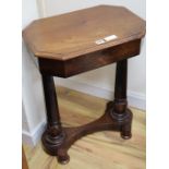 A Victorian and later mahogany work table, width 52cm, depth 36cm, height 70cm