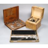 Watchmaker's tools, three cased sets including Pratt & Whitney