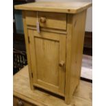 A Victorian pine bedside cabinet, width 42cm, depth 32cm, height 72cm