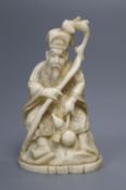 A Japanese walrus ivory figure of an immortal, height 11cm