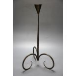 A wrought iron pricket candlestick, by Sean Black, 48cm