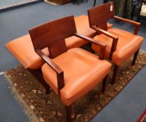 A Contemporary American Bernhardt Furniture Co. hand-made set, pair of armchairs and a bench in