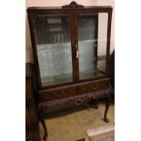 A George III style mahogany china display cabinet, width 98cm depth 40cm height 158cm
