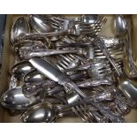 A Victorian and later matched part canteen of silver Kings pattern flatware, various dates and