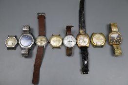 Eight assorted gentleman's wrist watches, including Timex and Everite King.