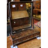 A George II walnut toilet mirror, width 54, depth 21cm, height 63cm