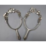 A pair of 19th century Portuguese white metal horse riding spurs, Lisbon mark, maker's mark, IFF,