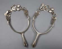 A pair of 19th century Portuguese white metal horse riding spurs, Lisbon mark, maker's mark, IFF,