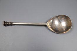 A mid to late? 17th century silver seal top spoon, indistinct date letter, 16.4cm, 51 grams.