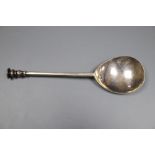 A mid to late? 17th century silver seal top spoon, indistinct date letter, 16.4cm, 51 grams.