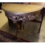 An 18th century design gilt 'D' shaped console table, width 86cm, depth 42cm, height 75cm