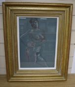 Sydney d'Horne Shepherd, coloured chalks, Standing female nude, indistinctly signed, 34 x 24cm