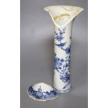 A 19th century Chinese blue and white trumpet vase, height 33cm (a.f.)CONDITION: Upper section badly
