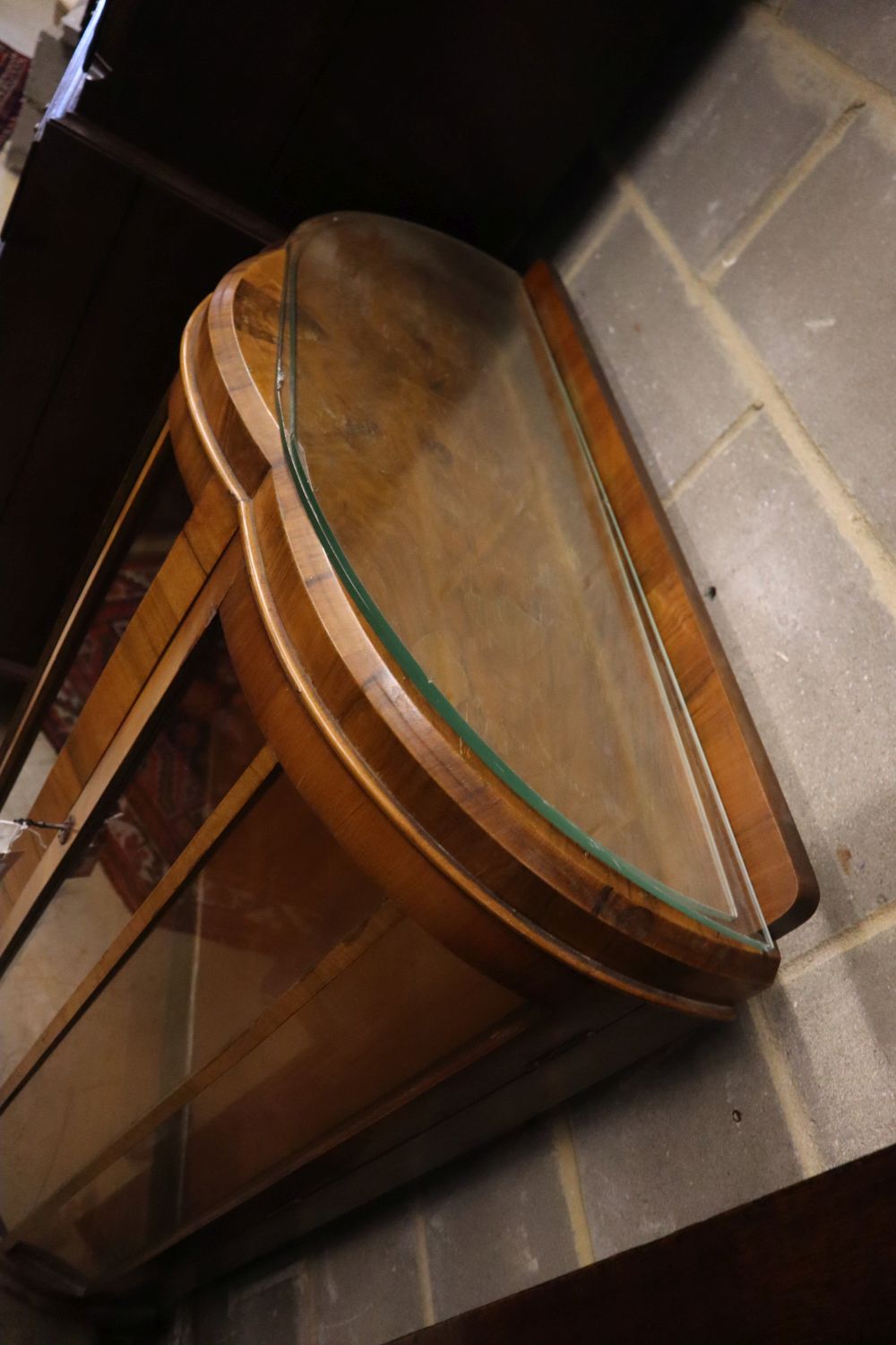 A walnut bowfront display cabinet, width 92cm depth 40cm height 124cm - Image 2 of 3