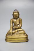 A late 19th century Burmese bronze figure of Buddha, height 15cm