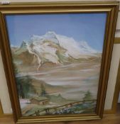 Francis Barrett, watercolour, The Summit, signed and inscribed verso, dated 1956, 63 x 45cm