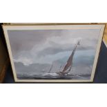 Peter J. Carter (1920-1979), oil on board, Yacht at sea, signed, 61 x 90cm