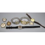 Eight assorted wrist watches including Globe & Avia.