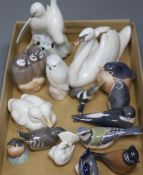 A collection of Royal Copenhagen birds