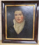 19th century English School, oil on canvas laid on board, Portrait of a gentleman, 44 x 37cm