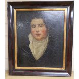 19th century English School, oil on canvas laid on board, Portrait of a gentleman, 44 x 37cm