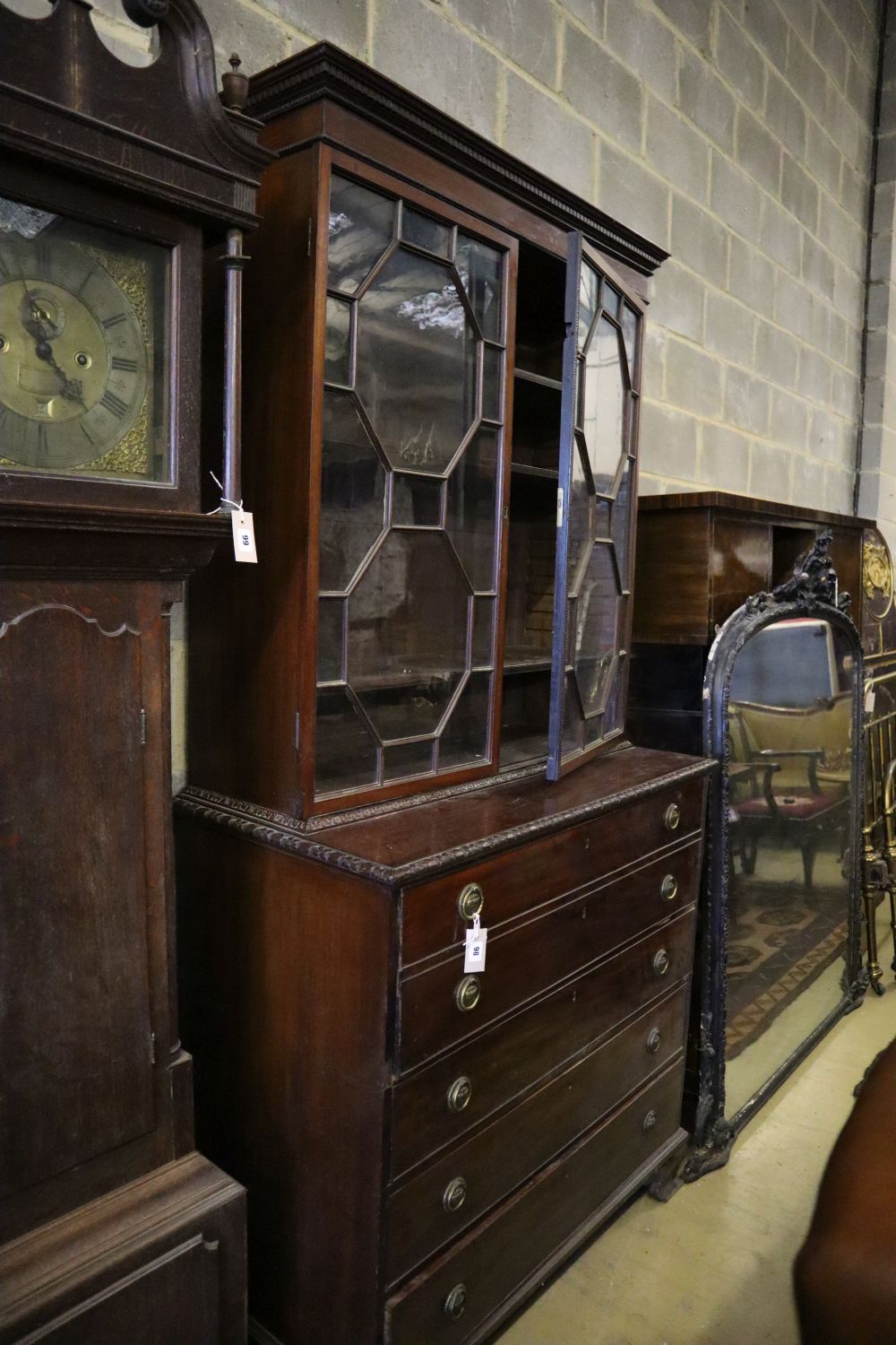 A George III mahogany secretaire bookcase, width 110cm depth 54cm height 227cm - Image 2 of 3