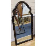 A chinoiserie lacquer wall mirror, width 66cm height 132cm