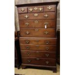 A mid-18th century mahogany chest on chest, width 110cm depth 55cm height 197cm (a.f.)