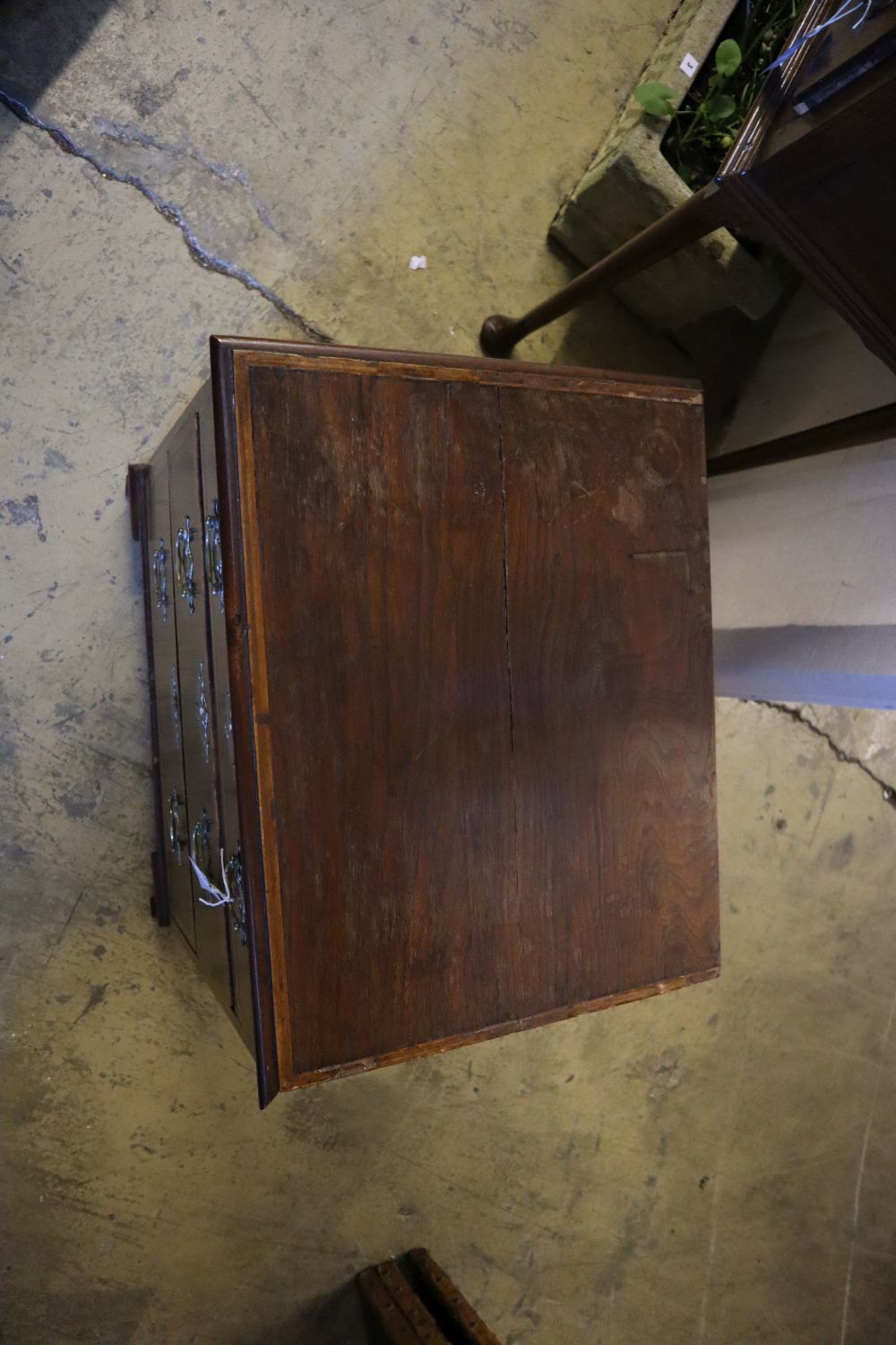 A George III style mahogany small chest, incorporating old timbers, width 60cm depth 47cm height - Image 3 of 3