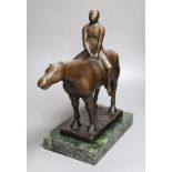 A bronze of a nude man on horseback, signed F. Preiss, height 37cm