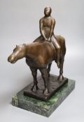 A bronze of a nude man on horseback, signed F. Preiss, height 37cm
