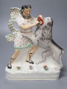 A Victorian Staffordshire flatback figure, Van Amburgh, The American Lion Tamer, height 27cm