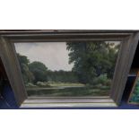 R. Wunderlich, oil on board, Wooded river landscape, signed and dated 1952, 55 x 78cm