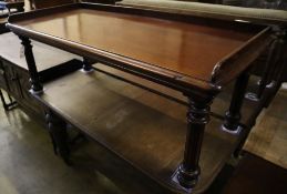 A Victorian mahogany coffee table (converted from a buffet), width 125cm depth 58cm height 50cm