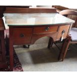 A Regency style mahogany bow-fronted dressing table, width 94cm depth 48cm height 74cm