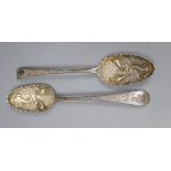 A pair of George III silver Old English pattern 'berry spoons', London, 1809, 22.2cm, 115 grams.