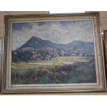 Wilhelm Kehrer (1892-1960), oil on board, View of an alpine town, signed, 43 x 56cm