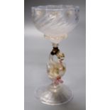 A Venetian glass goblet, height 23cm