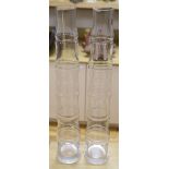 A pair of bamboo effect glass vases, circa 1970's, height 70cm