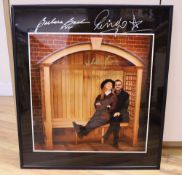 Ringo Starr and Barbara Bach, a signed photograph, " What time is the next bus?', 55 x 50cm