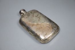 A late Victorian silver hip flask, James Dixon & Sons, Sheffield, 1895, 17cm, 5.5 oz.CONDITION: