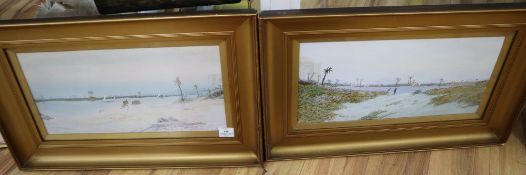 Charles S. Graham (1852-1911), pair watercolours, signed, The Nile, 24.5 x 49cm