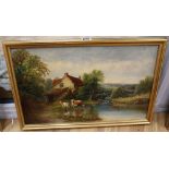 Henry Harris (1852-1926), oil on canvas, Cattle, signed, 30.5 x 51cm