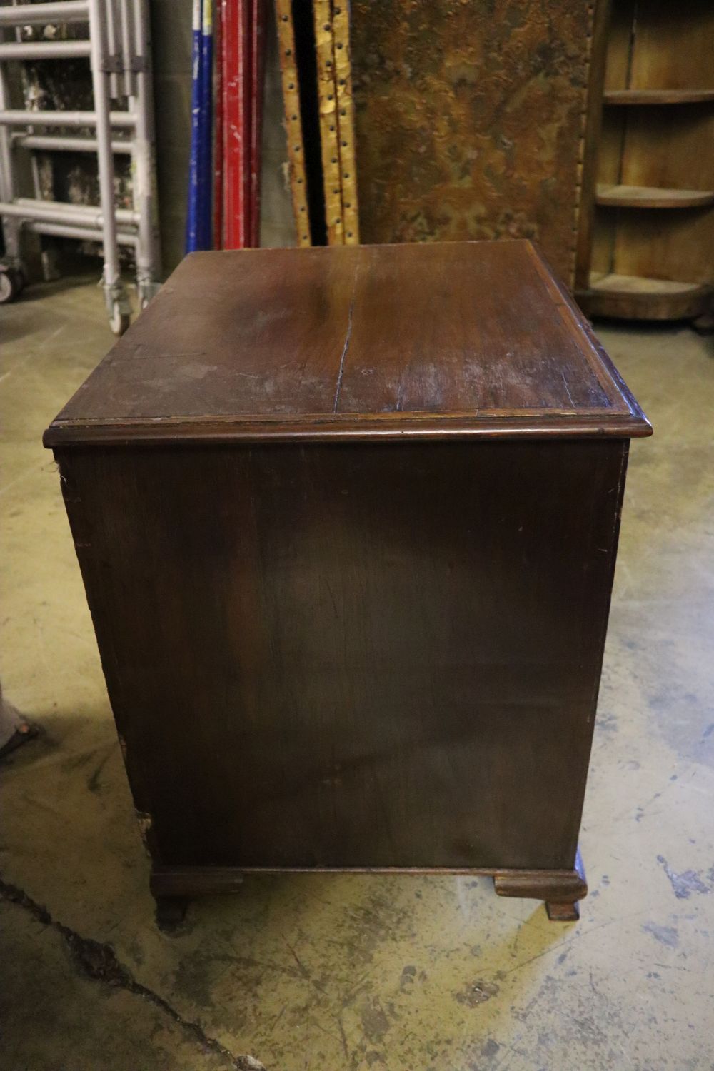 A George III style mahogany small chest, incorporating old timbers, width 60cm depth 47cm height - Image 2 of 3